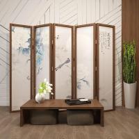 BONJEAN新中式实木屏风隔断客厅卧室办公室餐厅玄关遮挡家用折叠移动折屏