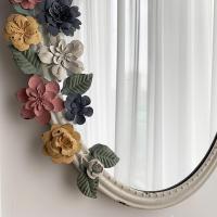 森美人JZ015 法式田园美式复古做旧铁艺花朵装饰镜子卫生间浴室化妆镜子