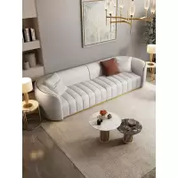 森美人后现代轻奢皮艺沙发意式简约风格头层牛皮三人客厅家具