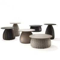 森美人中式户外藤编阳台小茶几样板房定制家具北欧简约边几圆台藤椅软装