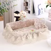 家柏饰(CORATED)布艺欧式化妆品收纳盒桌面茶几手机遥控器收纳篮藤编收纳筐