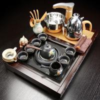 家柏饰(CORATED)黑檀实盘茶具套装家用整套紫砂哥窑功夫四合一花梨台