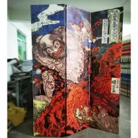 BONJEAN隔断客厅简约现代日式浮世绘水滸題材刺青纹身折叠双面屏风