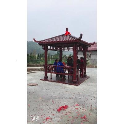 森美人户外庭院碳化木防腐木六角凉亭木屋别墅花园仿古实木亭子