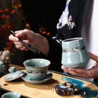 家柏饰(CORATED)陶瓷功夫茶具套装家用简约整套复古冰裂哥窑日式开片茶壶茶杯