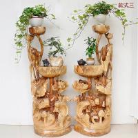 森美人根花架随形树根摆件客厅实木根盆景木底座巧匠落地花盆架