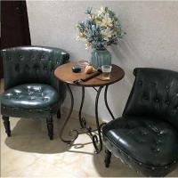 森美人欧式复古单人沙发皮布艺时尚小户型卧室电脑美甲椅子服装店铺沙发