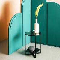 森美人北欧圆形双层角几铁艺大理石床头小圆桌角落茶几轻奢沙发玻璃边几