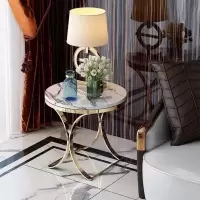 森美人轻奢大理石圆形边几沙发客厅柜角几组合阳台茶桌意式金色茶几
