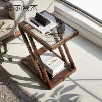 森美人全实木边几简约小户型客厅钢化玻璃面角几北欧橡木创意小茶几