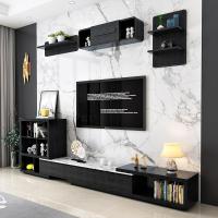 森美人2025款大理石茶几电视柜组合套装简约现代火烧石伸缩电视柜家