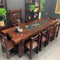 森美人老船桌椅组合客厅茶台实木家具功夫泡茶几套装阳台办公茶艺桌
