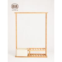 森美人现代简约挂衣服架子落地卧室衣帽架厅双杆式挂衣架靠墙衣架