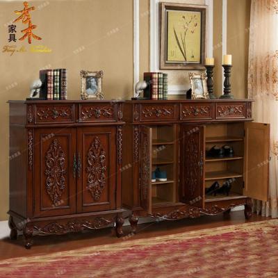 森美人欧式鞋柜实木美式厅玄关柜阳台两三四储物柜餐边柜子整装客厅