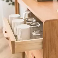 森美人北欧实木餐边柜简约现代茶水柜厨房柜子储物柜多功能碗柜简易橱柜