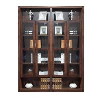 森美人中式实木转角书柜自由组合书架储物柜收纳柜简约书房带玻璃书橱