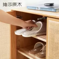 森美人日式全实木双藤编鞋柜橡木简约现代卧室储物厅玄关柜