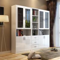 森美人简约书房书柜置物架组合格子柜 现代烤漆落地带玻璃书橱文件柜