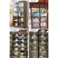 森美人北欧简约客厅实木书柜带落地防尘书架玻璃展示柜陈列柜置物架
