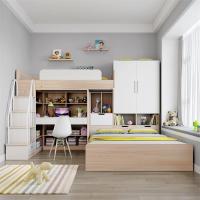 森美人二胎上交错式组合床上下铺省空间床双层床多功能高低衣帽间一体床