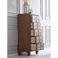 森美人美式复古玄关柜小户型客厅五斗柜创意彩绘储物柜实木厅收纳柜子