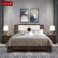 森美人新中式实木床双人床1.8/1.5米卧室家具现代简约软靠背
