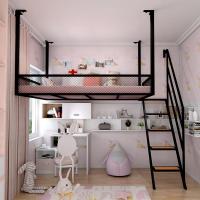 森美人阁楼式床铁艺高架床吊床1.5米单人床小户型公寓床1.8米双人铁架床