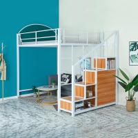 森美人小户型楼阁铁艺高架床上下铺铁架床简约宿舍双人床上床下桌公寓床