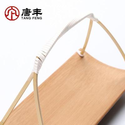 家柏饰(CORATED)竹制提梁茶巾架家用功夫茶道零配毛巾置物架复古提篮收纳架z