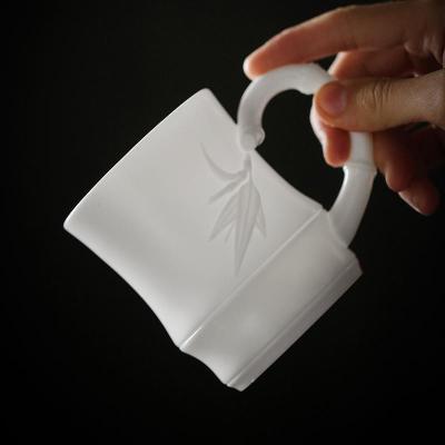 家柏饰(CORATED)办公杯竹节手把水杯简约时尚个人杯浮竹子带盖办公杯190028z