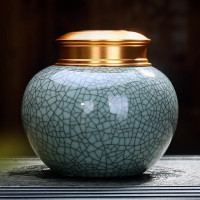 家柏饰(CORATED)仿宋哥窑茶叶罐陶瓷普洱茶具密封罐存储物罐茶道茶叶包装盒Z
