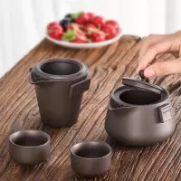 家柏饰(CORATED)便携式旅行茶具套装 紫砂快客杯一壶二杯户外车载旅游泡茶壶茶杯z