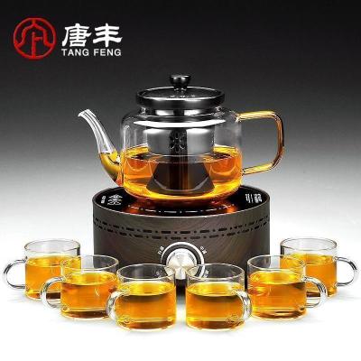 家柏饰(CORATED)蒸汽玻璃煮茶壶家用高温透明烧茶壶陶瓷内胆过滤壶小型茶炉
