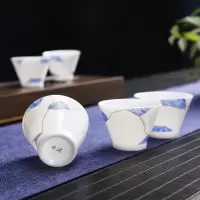 家柏饰(CORATED)玉白瓷茶杯6只装家用手绘描金品茗杯青花主人杯清新个人喝茶