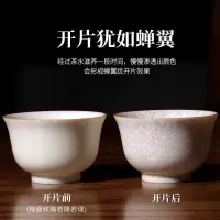 家柏饰(CORATED)猪油白功夫茶杯陶瓷开片品茗杯家用建盏铃铛杯主人杯茶碗单个