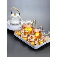 家柏饰(CORATED)玻璃茶具套装家用功夫透明茶杯泡茶壶电陶炉烧水壶泡茶专用煮茶Z