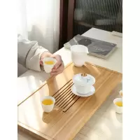 家柏饰(CORATED)竹制茶盘长方形抽屉式干泡盘家用客厅小茶台茶托蓄水茶海现代
