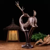 家柏饰(CORATED)梅花鹿摆件 铜鹿摆件铜 家居装饰摆设开业礼品一路发财
