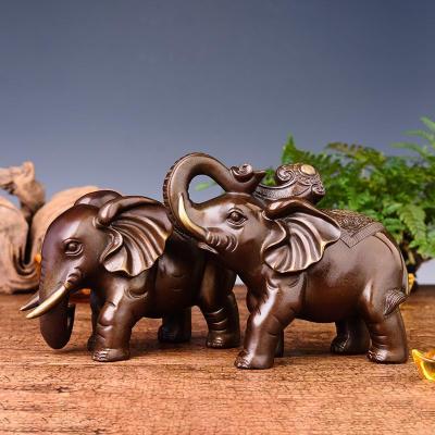 家柏饰(CORATED)大象摆件 铜象象吸水象铜一对客厅装饰催官催贵