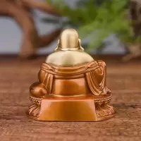 家柏饰(CORATED)弥勒佛摆件 铜大肚笑佛汽车车载客厅玄关饰品