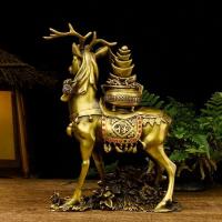 家柏饰(CORATED)梅花鹿摆件铜 铜鹿摆件一路发财客厅家居摆设