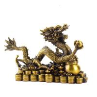 家柏饰(CORATED)龙摆件 铜金钱龙家居客厅玄关装饰品