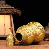 家柏饰(CORATED)铜葫芦摆件 大葫芦八卦葫芦开口铜葫芦中式客厅装饰摆件