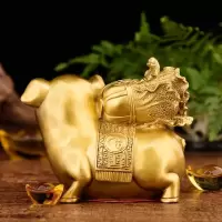 家柏饰(CORATED)猪的摆件 萌萌猪猪摆件白菜猪猪装饰品摆件微笑猪铜