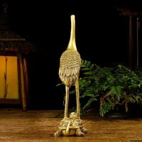 家柏饰(CORATED)铜龟鹤延年摆件办公室客厅装饰品祝寿生日乌龟