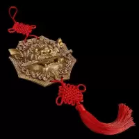 家柏饰(CORATED)铜狮子头挂牌 铜狮咬剑铜兽头八挂狮铜器睚眦饰家居摆件