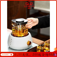 家柏饰(CORATED)四方玻璃壶透明现代单个烧水壶家用过滤电热煮茶壶办公冲茶Z