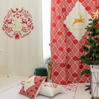 家柏饰(CORATED)北欧窗帘定制 圣诞新年喜庆窗帘成品 咖啡厅儿童房遮光窗帘