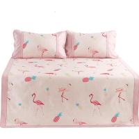 家柏饰(CORATED)冰丝席三件套风夏凉席1.8m可折叠凉席套件粉红弗洛拉