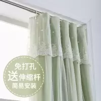 家柏饰(CORATED)免打孔安装窗帘成品卧室遮光飘窗短帘魔术贴出租房遮阳布